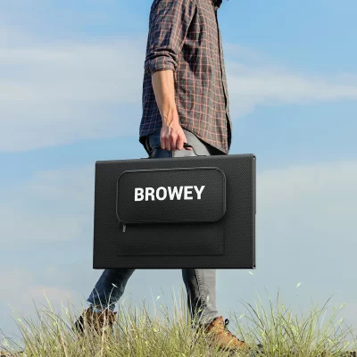 BROWEY Foldable Solar Panel 120W, IP68 Waterproof Portable Solar Panel Kit